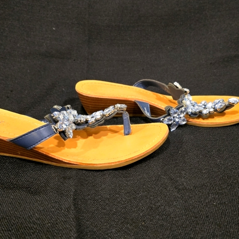 NICOLE Blue Jeweled Sandals, Size 7 - Picture 5 of 7